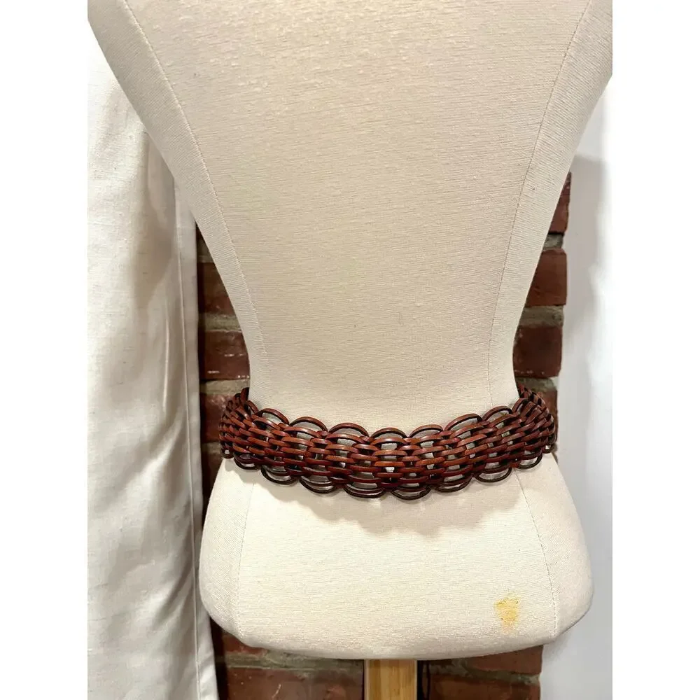 Womens Vintage Boho Western Fringe Brown Leather Belt Small Medium